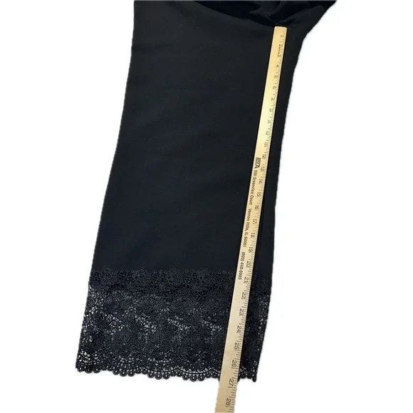 Ann Taylor Factory Womens Black Lace Hem Cropped Wide Leg Pants Size 14 Spring - Picture 3 of 8